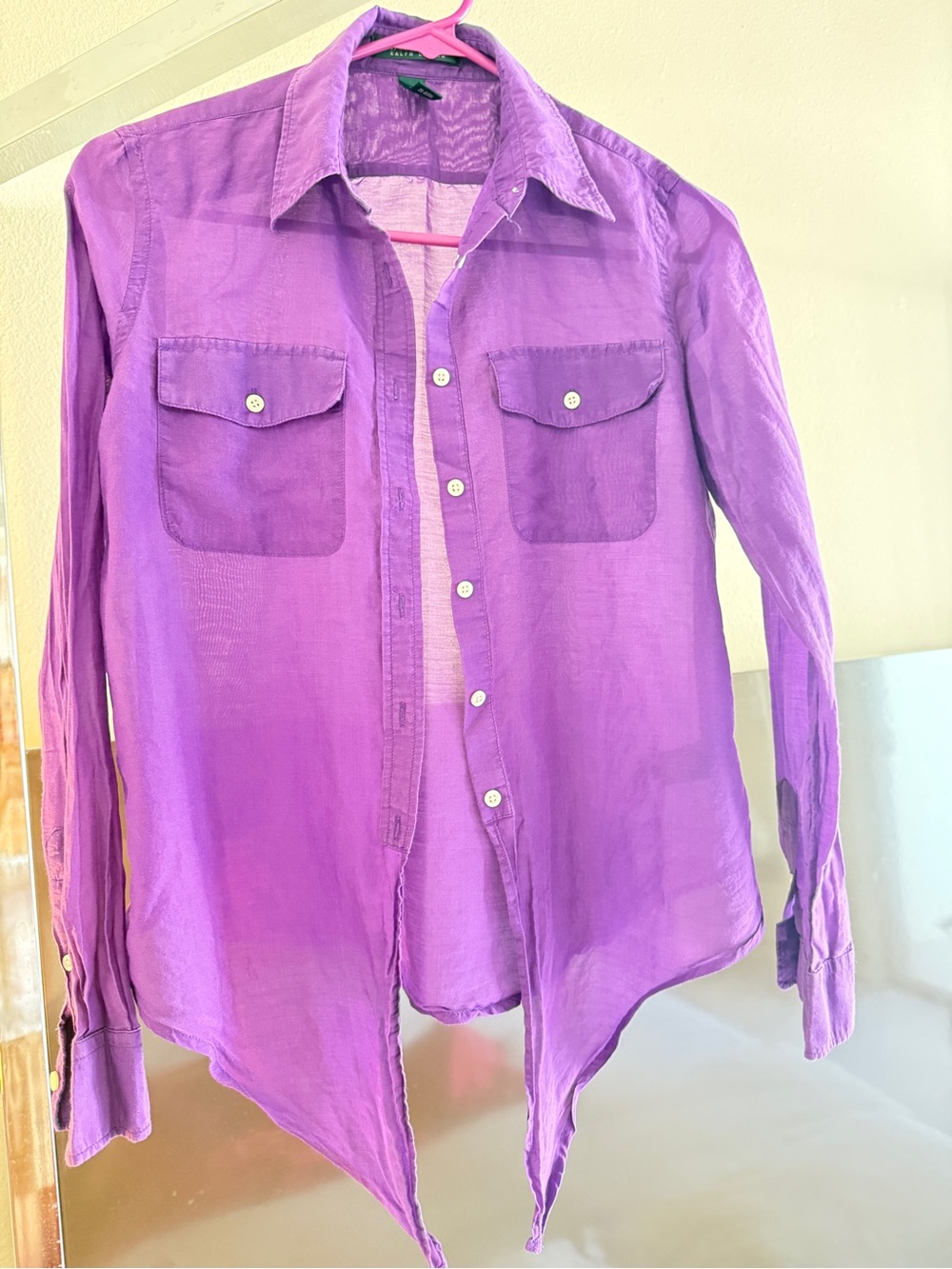 Ralph Lauren Purple Silk-Cotton Blend Blouse